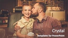  Presentation with barber shop - Presentation theme having father in a barber shop background and a tawny brown colored foreground
