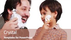  Presentation with shave - Colorful theme enhanced with father is teaching his boy how to shave backdrop and a coral colored foreground