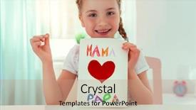  Presentation with happy birthday mama greeting card - Beautiful slide deck featuring father kid - girl surprising parents with greeting backdrop and a coral colored foreground