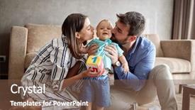  Presentation with mom baby - PPT theme having father kissing their cute baby background and a tawny brown colored foreground