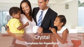  Presentation with work family - Colorful PPT theme enhanced with leaving family breakfast for work backdrop and a coral colored foreground