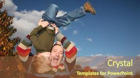  Presentation with blue sky - Audience pleasing PPT layouts consisting of father lifting son upside down backdrop and a  colored foreground