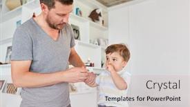  Presentation with responsibility - Slides having father-lovingly-takes-care background and a soft green colored foreground