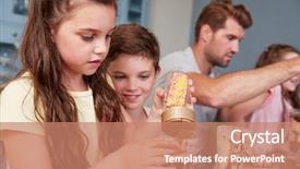  Presentation with ice cream - Beautiful slides featuring father making ice cream sundaes backdrop and a coral colored foreground