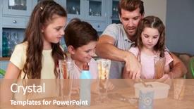  Presentation with ice cream sundae - Colorful slides enhanced with father making ice cream sundaes backdrop and a coral colored foreground