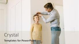  Presentation with height - Theme featuring father-measures-his-little-daughter background and a soft green colored foreground