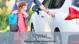  Presentation with car door - Audience pleasing presentation consisting of father-meeting-daughter-after-school backdrop and a light blue colored foreground