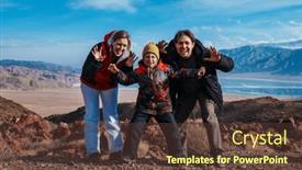  Presentation with winter family - Slide set with father-mother-and-son-happy background and a tawny brown colored foreground