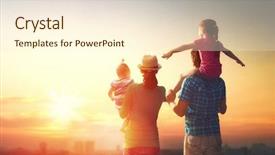  Presentation with family children - Beautiful PPT layouts featuring father mother and two children backdrop and a cream colored foreground