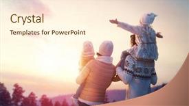  Presentation with winter family - Colorful theme enhanced with father mother and two children backdrop and a cream colored foreground