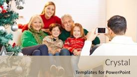  Presentation with grandparents - PPT theme with father-photographs-family-with-grandparents background and a soft green colored foreground