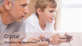 Presentation with video game - Theme enhanced with father playing video games background and a coral colored foreground
