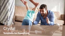  Presentation with displaying a happy mother cudd - Beautiful theme featuring father playing with a baby backdrop and a coral colored foreground