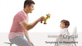  Presentation with father - PPT layouts consisting of father-playing-with-a-baby background and a light gray colored foreground