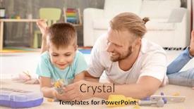  Presentation with father - Cool new PPT layouts with father-playing-with-cute-son backdrop and a coral colored foreground