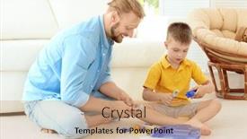  Presentation with father - Presentation theme enhanced with father-playing-with-cute-son background and a coral colored foreground