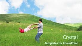  Presentation with daughter - Audience pleasing PPT theme consisting of father-playing-with-daughter backdrop and a tawny brown colored foreground