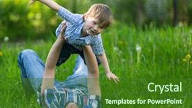  Presentation with grass - Amazing slide deck having father playing with his small backdrop and a forest green colored foreground