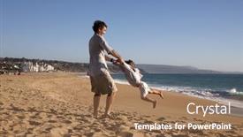  Presentation with father - Amazing presentation theme having father-playing-with-son backdrop and a coral colored foreground