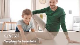  Presentation with hand cute dolls and toy - Cool new slide set with father playing with toy car backdrop and a coral colored foreground