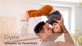  Presentation with father - Presentation design having father-playing background and a coral colored foreground