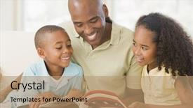  Presentation with children story - Beautiful slides featuring father reading children a story backdrop and a coral colored foreground