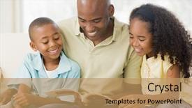  Presentation with children story - Theme with father reading children a story background and a coral colored foreground