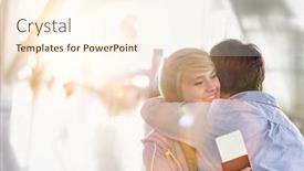  Presentation with airport - PPT theme with father-reuniting-with-his-daughter background and a cream colored foreground