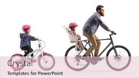  Presentation with bicycle - Audience pleasing theme consisting of father-riding-a-bicycle backdrop and a lemonade colored foreground