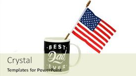  Presentation with cup coffee - Slides enhanced with father-s-day-best-dad background and a soft green colored foreground