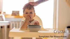  Presentation with hand drawn brush stroke design - Amazing presentation theme having father-s-hand-stroking-child backdrop and a coral colored foreground