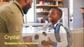  Presentation with saying goodbye - Amazing slides having father saying goodbye to son backdrop and a tawny brown colored foreground