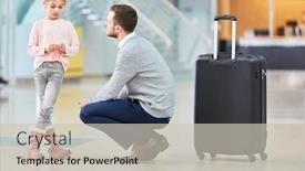  Presentation with airport terminal - Presentation design consisting of father-says-goodbye background and a light gray colored foreground