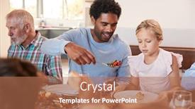  Presentation with generation - Cool new slides with father-serving-food-as-multi backdrop and a coral colored foreground