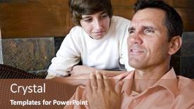  Presentation with father - PPT theme having father-sitting-on-couch background and a tawny brown colored foreground