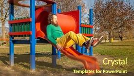  Presentation with public policy - Theme enhanced with father sliding in public playground background and a tawny brown colored foreground