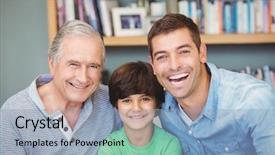  Presentation with multi - Slide set featuring father affection - portrait of happy multi genration background and a light blue colored foreground