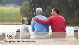  Presentation with grandfather - Amazing PPT theme having father son and grandfather fishing backdrop and a lemonade colored foreground