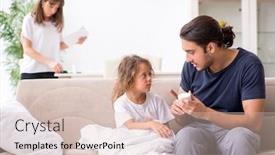  Presentation with daughter - Amazing presentation theme having father taking care of his ill daughter backdrop and a lemonade colored foreground