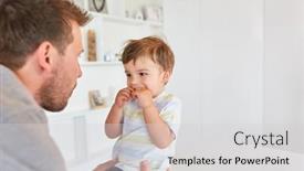  Presentation with home care - Colorful slide deck enhanced with father-taking-care backdrop and a light gray colored foreground