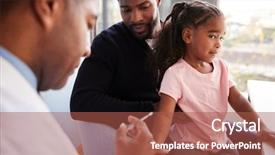  Presentation with vaccination - Presentation design consisting of father taking young daughter background and a red colored foreground