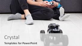  Presentation with radio - Colorful slide deck enhanced with father-teaches-his-son backdrop and a white colored foreground