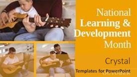  Presentation with teaching - Presentation design enhanced with father-teaching-guitar-to-caucasian and a gold colored foreground