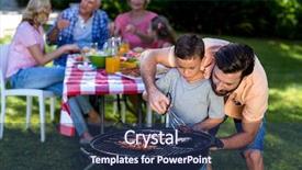  Presentation with free cooking - Slides enhanced with father teaching son cooking background and a ocean colored foreground