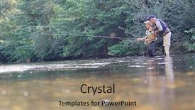  Presentation with fish river - Theme featuring father teaching son how background and a coral colored foreground