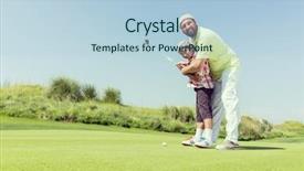  Presentation with father teaching children - Slide set enhanced with father teaching son playing golf background and a  colored foreground