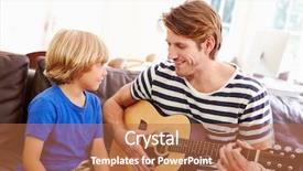  Presentation with play - Slide set having father teaching son to play background and a red colored foreground