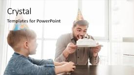  Presentation with birtday - Amazing PPT theme having father try to eating birtday backdrop and a white colored foreground