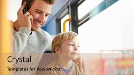  Presentation with journey - Audience pleasing slide deck consisting of father using mobile phone backdrop and a coral colored foreground