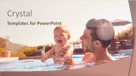  Presentation with swimming pool - Presentation with father-with-baby-daughter-having background and a sky blue colored foreground